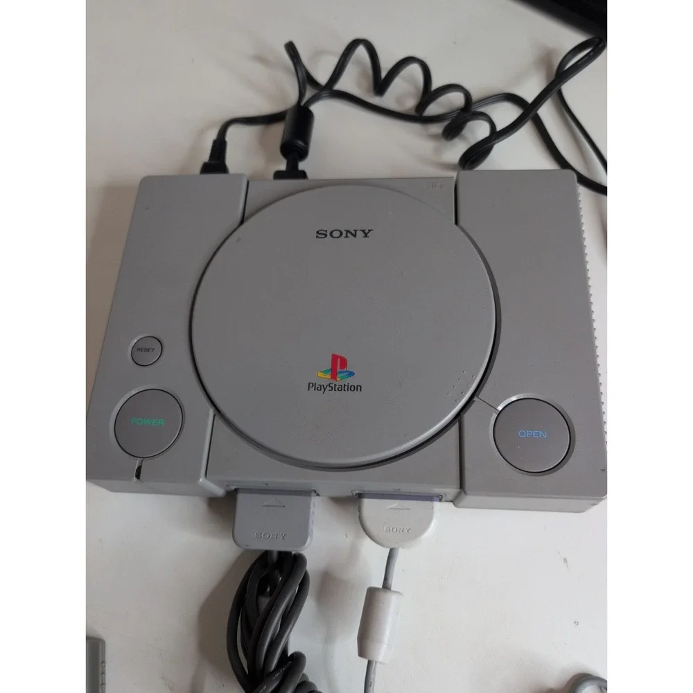 Sony PlayStation PS1 SCPH-7501 Gray Console Tested Working + 2 Controllers Games